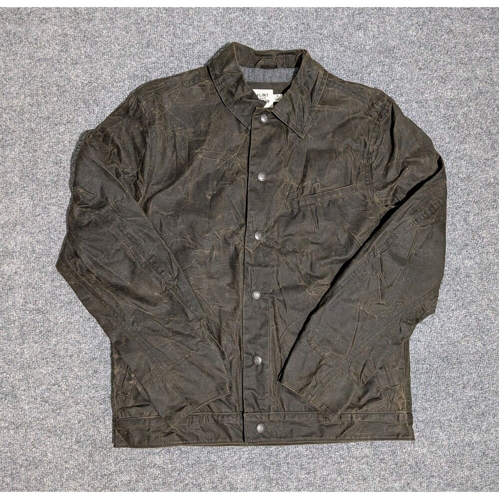Flint And Tinder James Jacket Mens Small Waxed Snap Forest